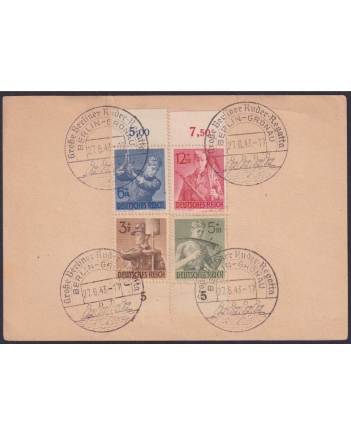 F-EX47803 GERMANY 1943 WWII SPECIAL CANCEL COVER ROWING REGATA CANOES REGATTA.