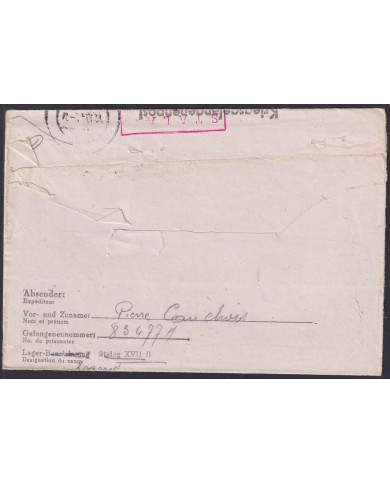 F-EX47811 GERMANY 1944 WWII POW STALAG 208 KRIEGSGEFANGENENPOST TO FRANCE.