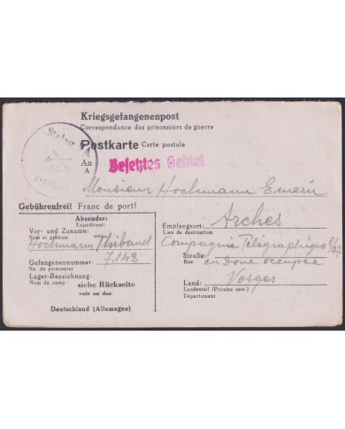 F-EX47812 GERMANY 1943 WWII POW STALAG VA KRIEGSGEFANGENENPOST TO FRANCE.
