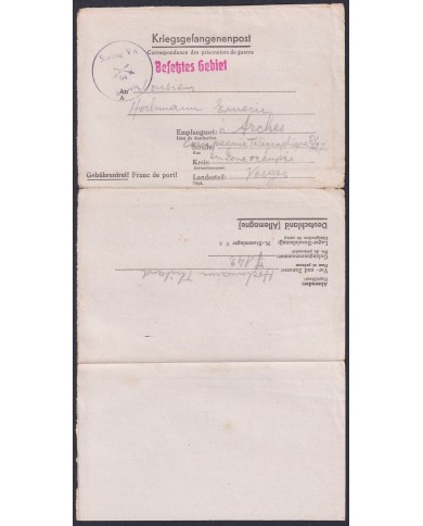 F-EX47813 GERMANY 1943 WWII 64 POW STALAG VA KRIEGSGEFANGENENPOST TO FRANCE.