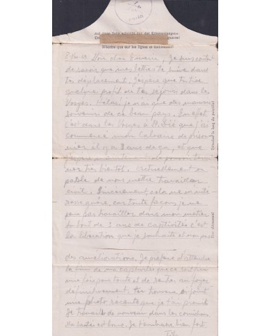 F-EX47813 GERMANY 1943 WWII 64 POW STALAG VA KRIEGSGEFANGENENPOST TO FRANCE.