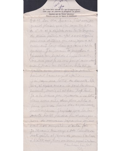 F-EX47814 GERMANY 1943 WWII POW STALAG VA 54 KRIEGSGEFANGENENPOST TO FRANCE.