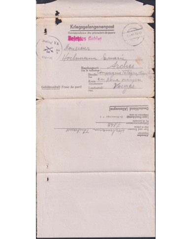 F-EX47815 GERMANY 1943 WWII POW STALAG VA 54 KRIEGSGEFANGENENPOST TO FRANCE.