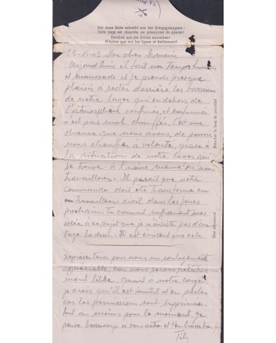 F-EX47815 GERMANY 1943 WWII POW STALAG VA 54 KRIEGSGEFANGENENPOST TO FRANCE.
