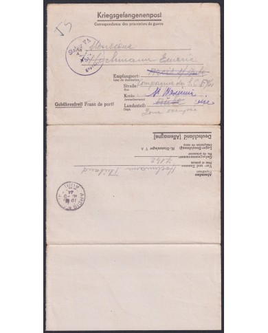 F-EX47818 GERMANY 1943 WWII POW STALAG VA 54 KRIEGSGEFANGENENPOST TO FRANCE.