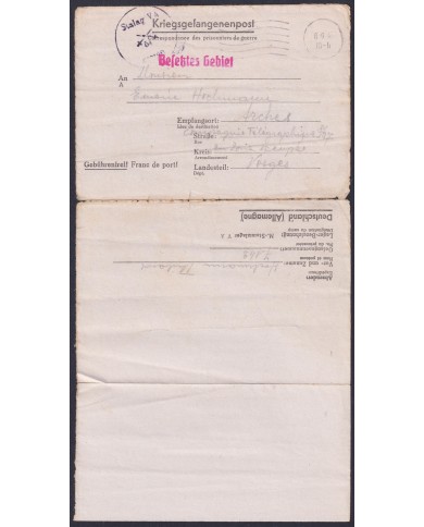 F-EX47819 GERMANY 1943 WWII POW STALAG VA 54 KRIEGSGEFANGENENPOST TO FRANCE.
