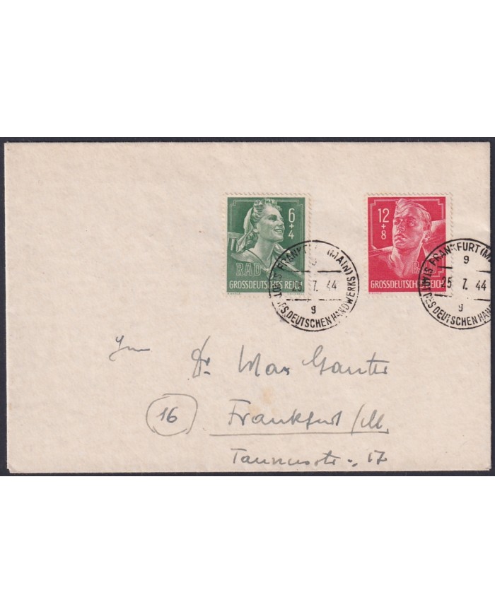 F-EX47830 GERMANY 1944 WOMAN & SOLDIER COVER FRANKFURT.