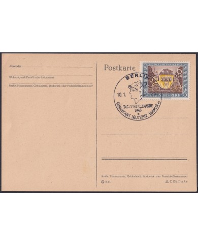 F-EX47835 GERMANY 1943 STAMP DAY COVER POSTAL CARRIAGE BERLIN CANCEL.