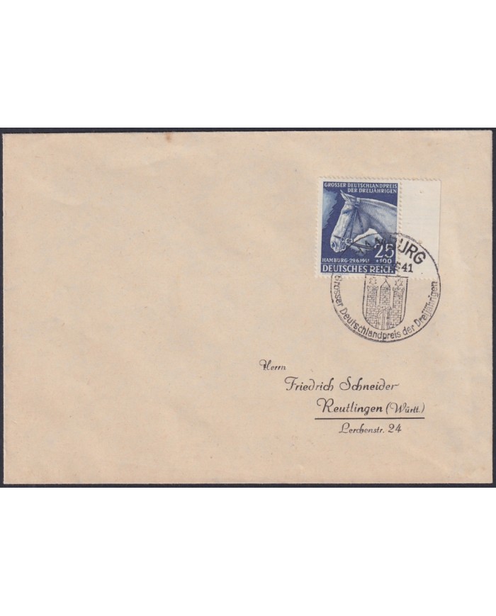 F-EX47838 GERMANY 1941 HEAD OF RACE HORSE COVER HAMBURG.