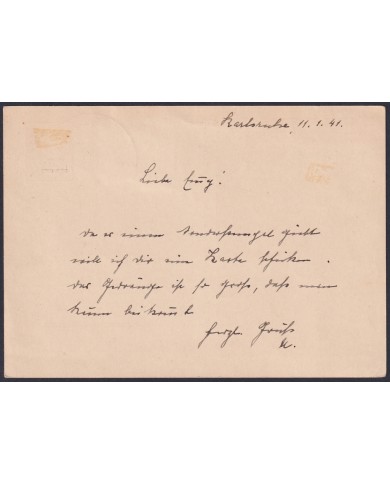 F-EX47841 GERMANY 1941 FELDPOST SOLDIER POSTAL STATINERY FDC STAMP DAY.
