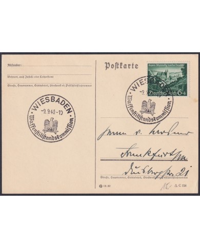 F-EX47842 GERMANY 1940 WEISBADEN BIRD EAGE SPECIAL CANCEL HOUSE CARD.