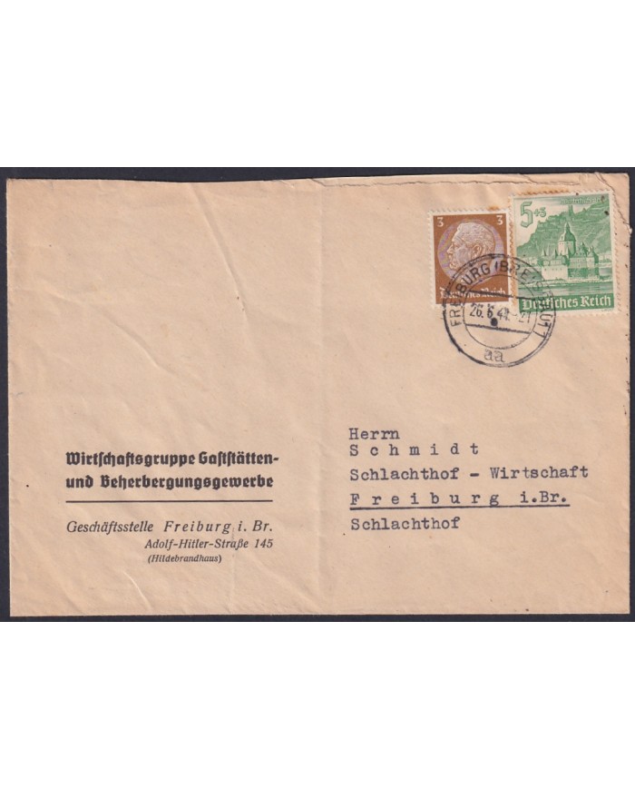 F-EX47844 GERMANY 1942 FREIBURG COVER CASTE.