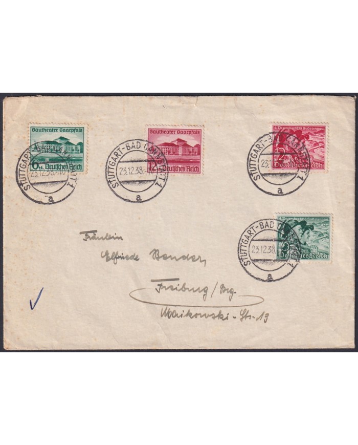 F-EX47845 GERMANY 1938 STUTTGART-BAD GAUTHEATER SAAR & SUDETELAND.