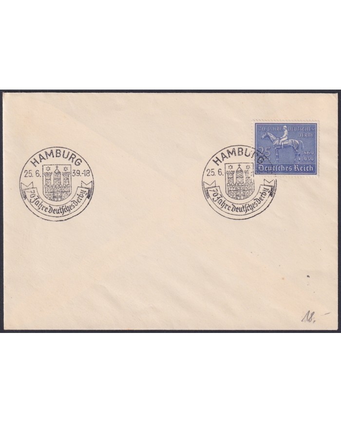 F-EX47851 GERMANY 1939 HAMBURG 70th ANNIV GERMAN DERBY HORSE.