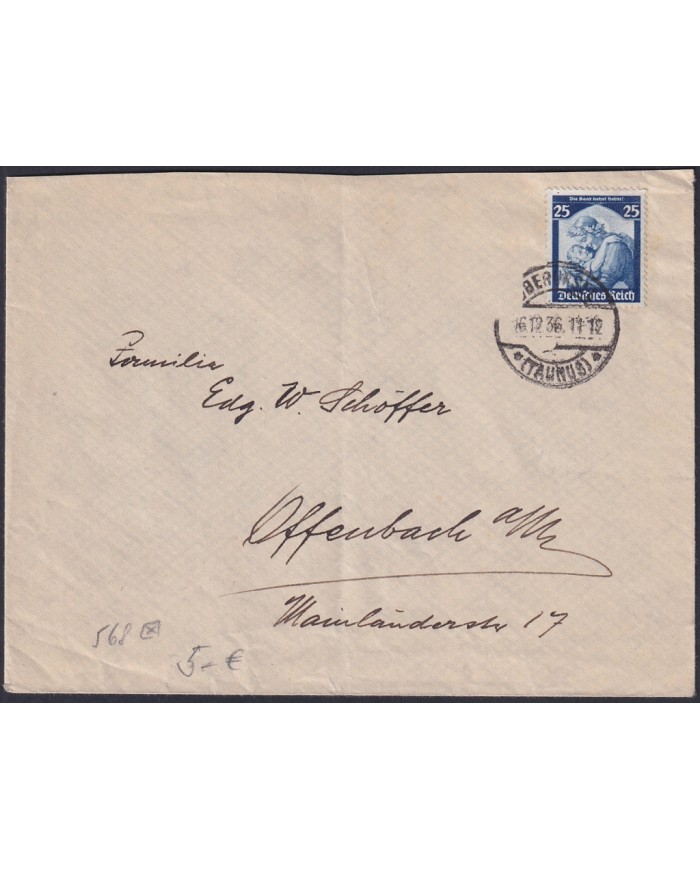 F-EX47853 GERMANY 1936 TAUNUS SAAR COVER.