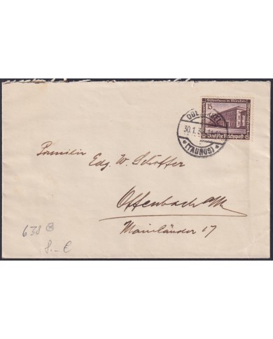F-EX47858 GERMANY 1937 15c BUILDING TAUNUS COVER.