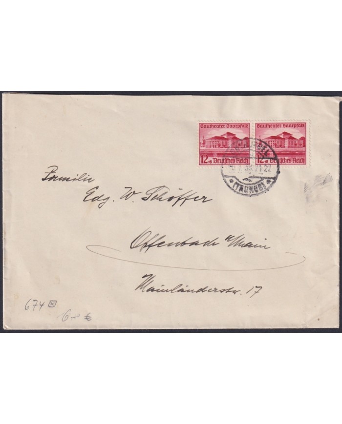 F-EX47859 GERMANY 1938 TAUNUS GAUTHEATER SAAR COVER.