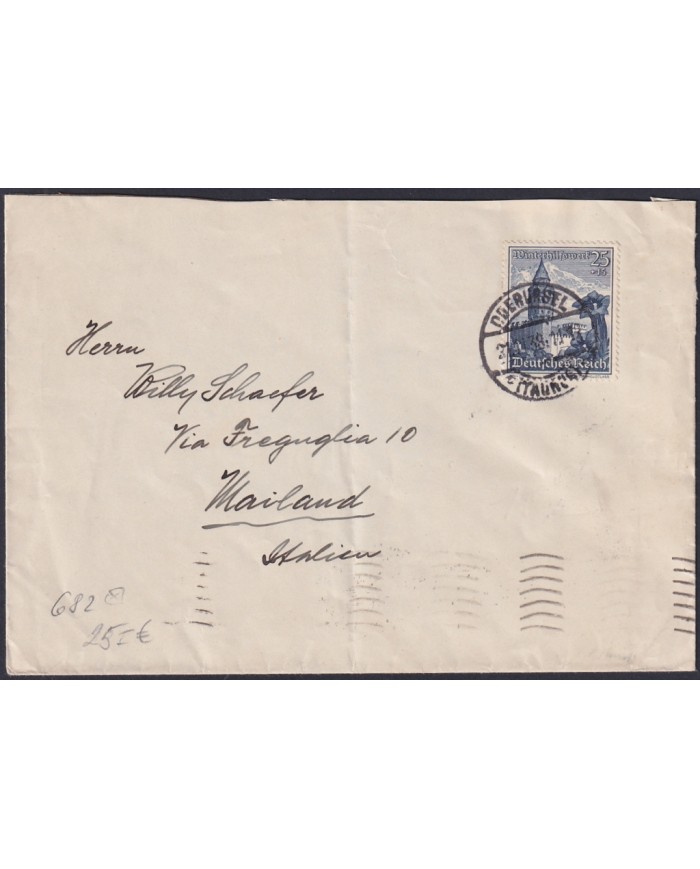 F-EX47861 GERMANY 1938 25c BUILDING TAUNUS COVER TO MAILAND ITALY.