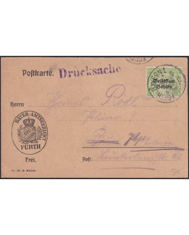F-EX47862 GERMANY BAYERN BADEN 1919 OFFICIAL CARD.