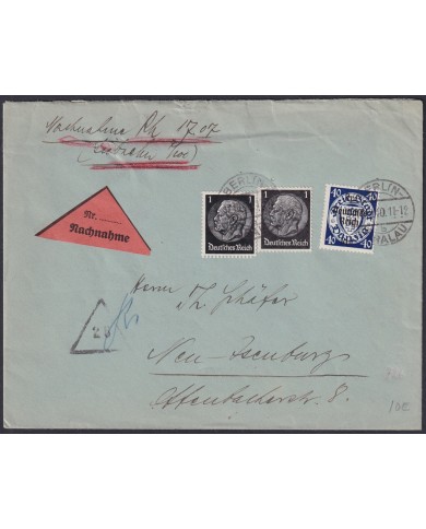 F-EX47864 GERMANY 1940 DANZING OVERPRINT REGISTERED COVER.