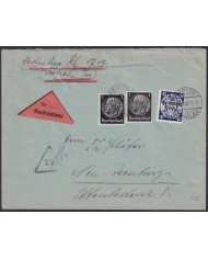 F-EX47864 GERMANY 1940 DANZING OVERPRINT REGISTERED COVER.