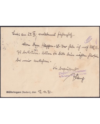 F-EX47871 GERMANY 1935 MOHRINGEN BADEN COVER.