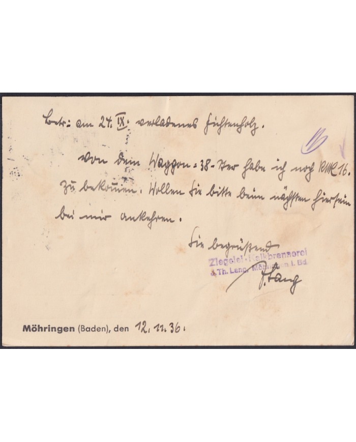 F-EX47871 GERMANY 1935 MOHRINGEN BADEN COVER.