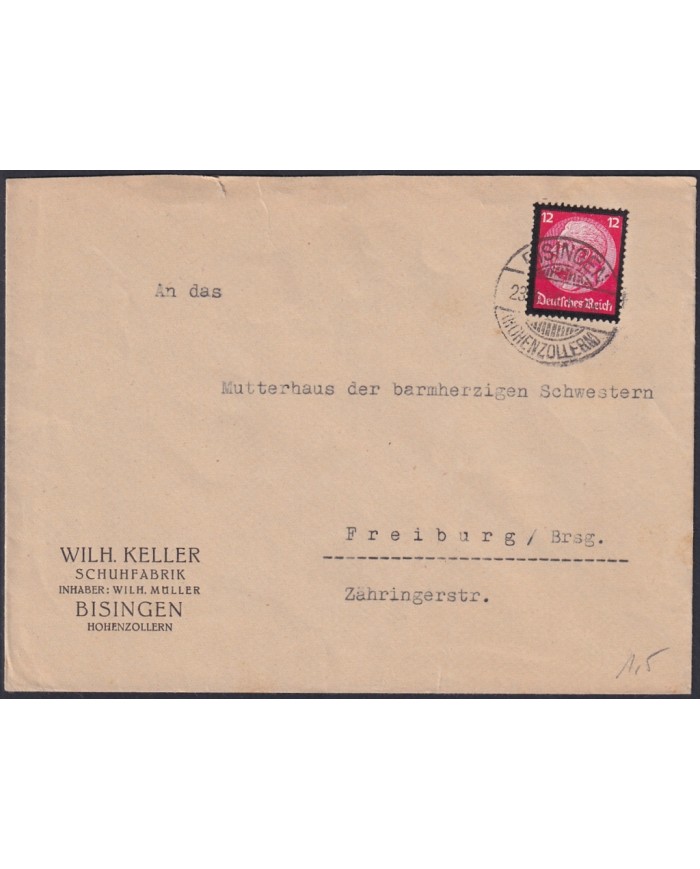 F-EX47872 GERMANY 1935 BISINGEN HINDENBOURG COVER.
