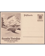 F-EX47883 GERMANY 1936 6pf POSTAL STATIONERY OLYMPIC WINTER GAMES MOUNTAING.