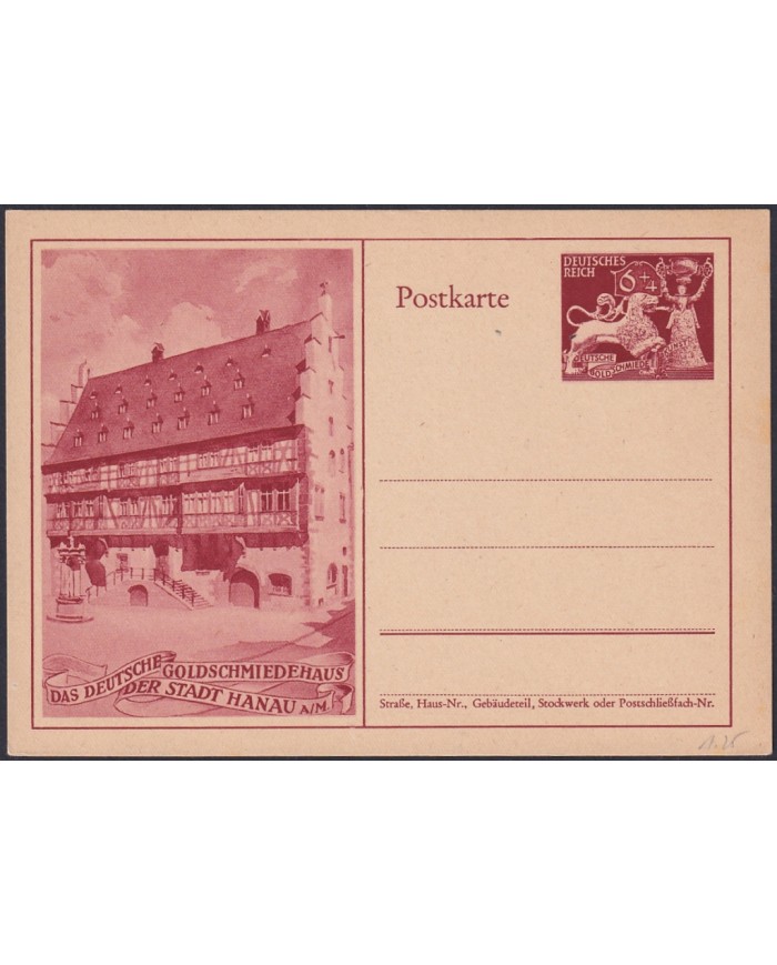 F-EX47889 GERMANY 1938 POSTAL STATIONERY GOLD SMITH HOUSE HANAU.