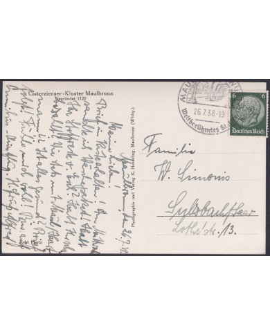 F-EX47890 GERMANY 1938 POSTCARD ARCHITECTURE SPECIAL CANCEL.