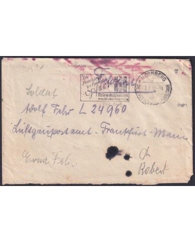 F-EX47892 GERMANY 1940 FREE POST COVER RED CROSS SPECIAL CANCEL NURENBERG