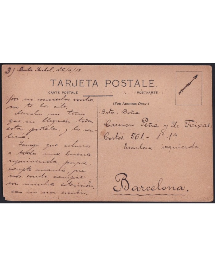 F-EX40223 FERNANDO POO SPAIN POSTCARD 1913 SANTA ISABEL CITY.