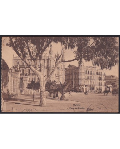 F-EX40939 SPAIN MOROCCO MELILLA POSTCARD 1925 TO SPAIN EXPEDITIONARY POST.