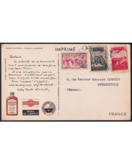 F-EX40961 SPAIN MOROCCO 1951 PLASMARIRE ADVERTISING POSTCARD TO FRANCE.