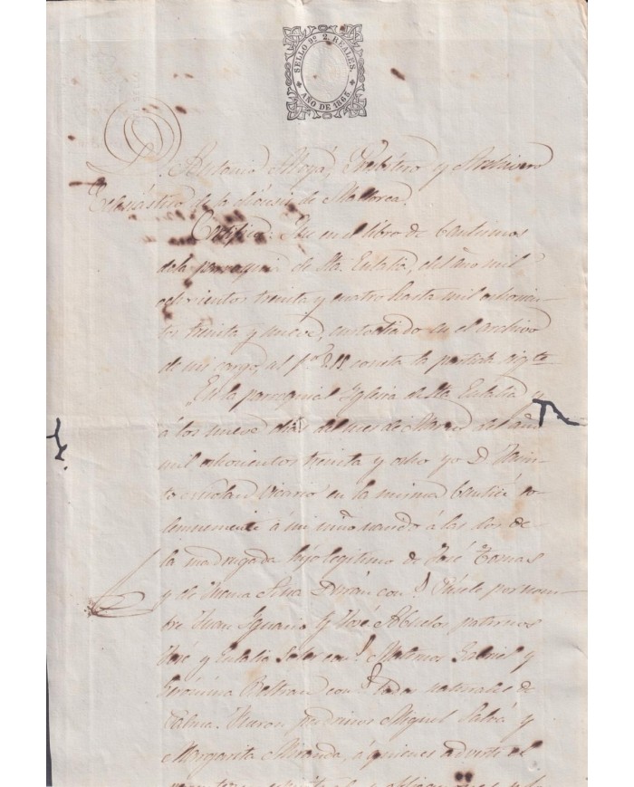 1865-PS-1 ESPAÑA SPAIN REVENUE SEALLED PAPER PAPEL SELLADO 1865 SELLO 9no.