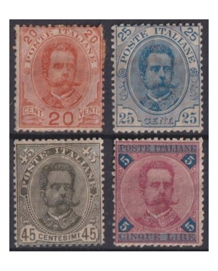 F-EX43146 ITALY 1891-97 MH HUMBERTO I DEFINITIVE STAMPS 20c- 5 LIRE.