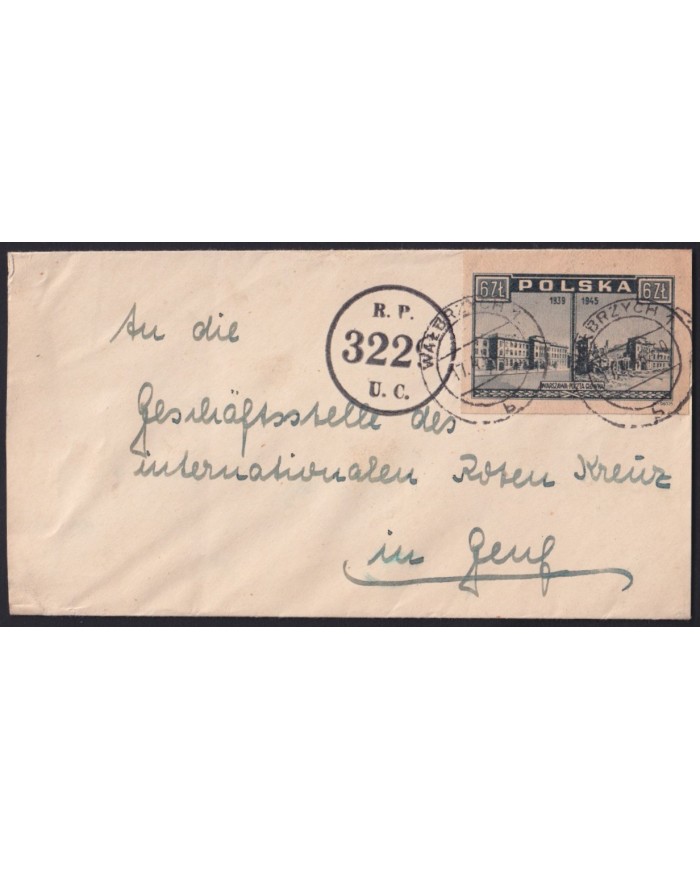 F-EX42237 POLAND 1946 MILITAR CENSORSHIP COVER WAR DESTRUCTIONS WWII.