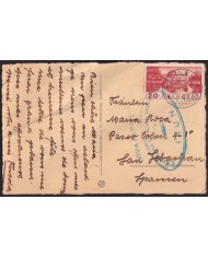 F-EX40936 SWITZERLAND POSTCARD 1938 TO SPAIN CENSORSHIP IRUN.