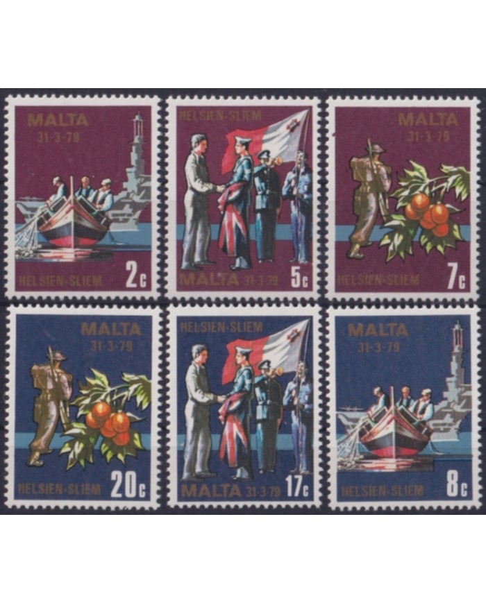 F-EX48178 MALTA MNH 1980 HELSIEN SLIEN SHIP BARCOS END OF MILITARY FACILITIES AGREEMENT.