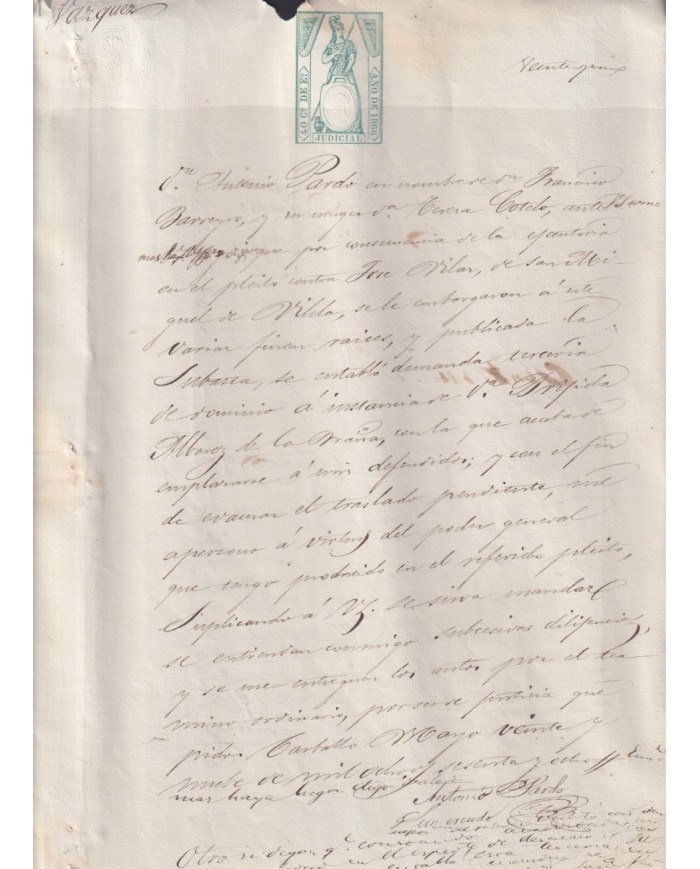1868-PS-66 ESPAÑA SPAIN REVENUE SEALLED PAPER PAPEL SELLADO JUDICIAL1868 40c.