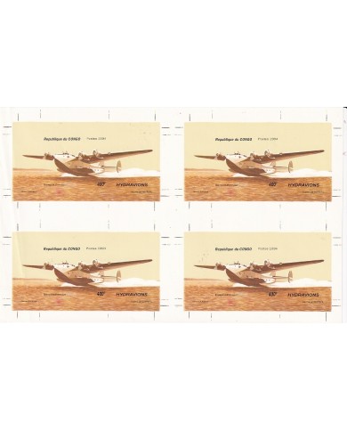 F-EX15119 CONGO MNH 1994 IMPERF & UNCUT PROOF SEAPLANE AIRPLANE AVION.
