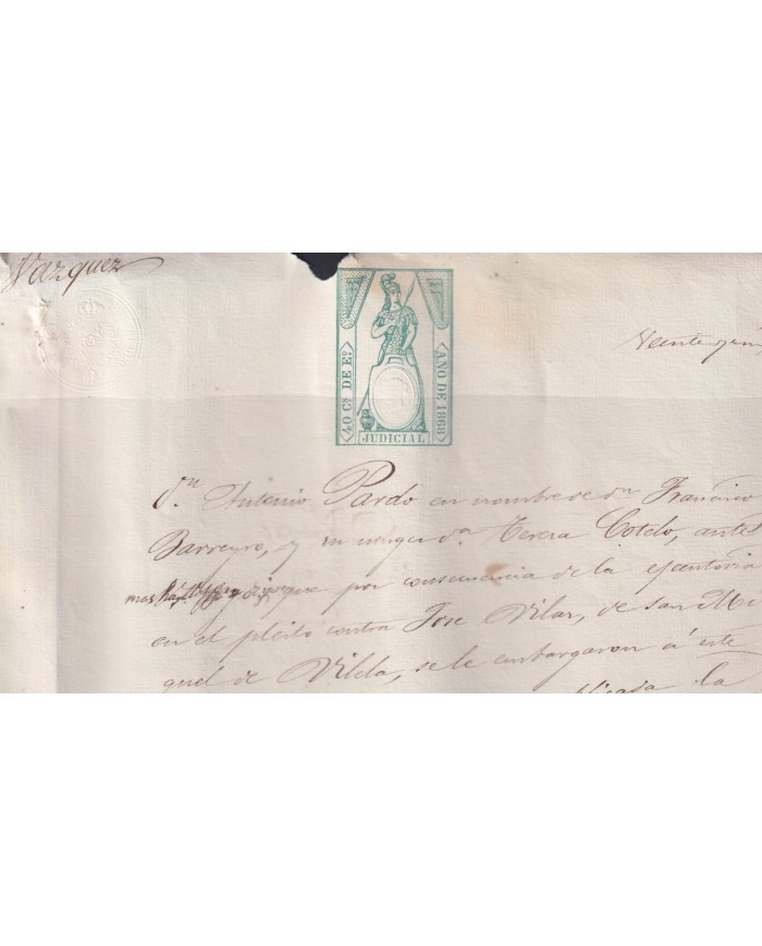 1868-PS-66 ESPAÑA SPAIN REVENUE SEALLED PAPER PAPEL SELLADO JUDICIAL1868 40c.