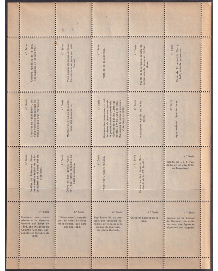 F-EX31106 SPAIN ESPAÑA 1947 FIRST PHILATELIC CONGRESS OF MANRESA COMPLETE SHEET.