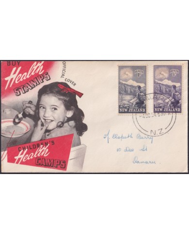 F-EX48547 NEW ZEALAND 1954 FDC HEALTH CHILDREN USED