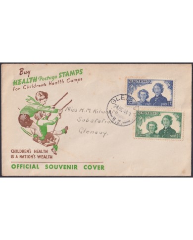 F-EX48545 NEW ZEALAND 1944 FDC HEALTH CHILDREN USED.