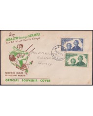 F-EX48545 NEW ZEALAND 1944 FDC HEALTH CHILDREN USED.
