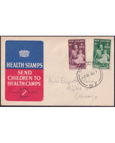 F-EX48544 NEW ZEALAND 1950 FDC HEALTH CHILDREN USED.