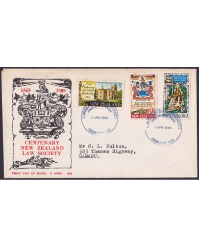 F-EX48555 NEW ZEALAND 1969 FDC CENT LAW SOCIETY.
