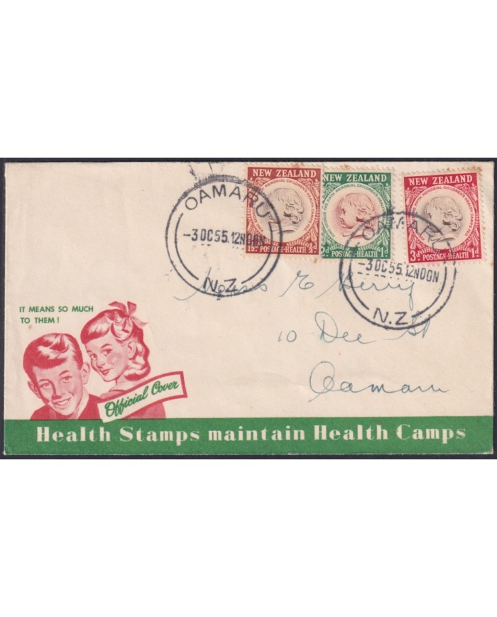 F-EX48558 NEW ZEALAND 1955 FDC HEALTH CHIDREN.